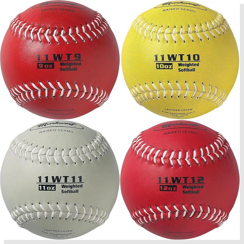 Markwort 11" Leather Softball Weighted Training Set – 9 oz, 10 oz, 11 oz, 12 oz - Image 1